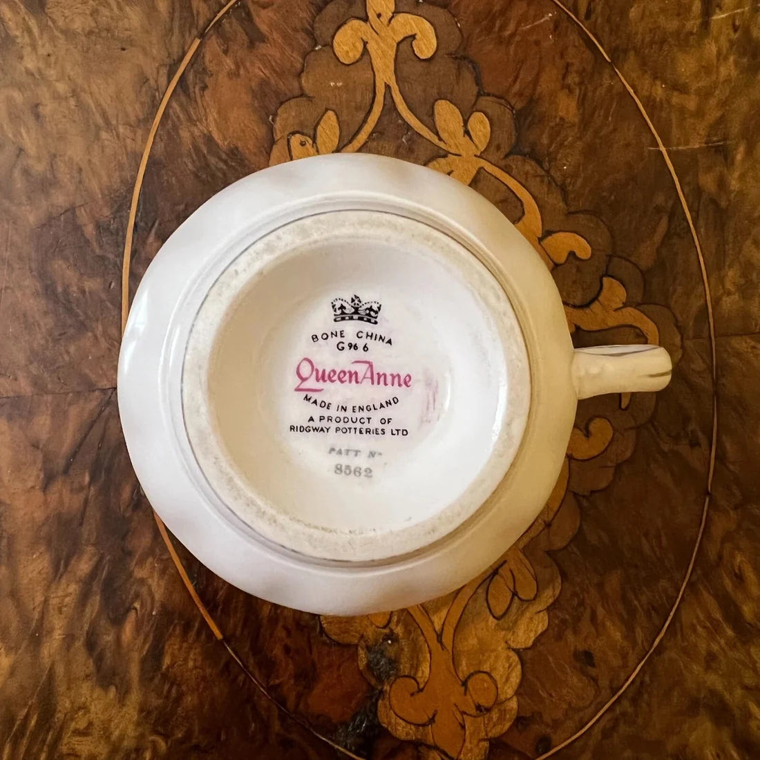Vintage Queen Anne Apricot Floral Tea Cup