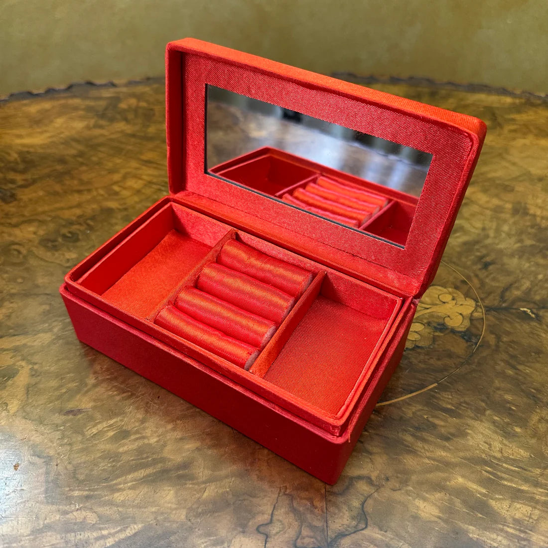 Vintage Red Floral Jewellery Box