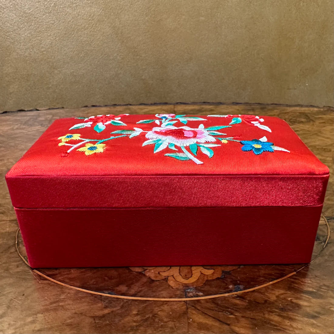 Vintage Red Floral Jewellery Box