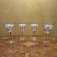 Red Teardrop Stem Margarita Glasses 