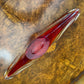 Red White Art Glass Narrow Bowl 