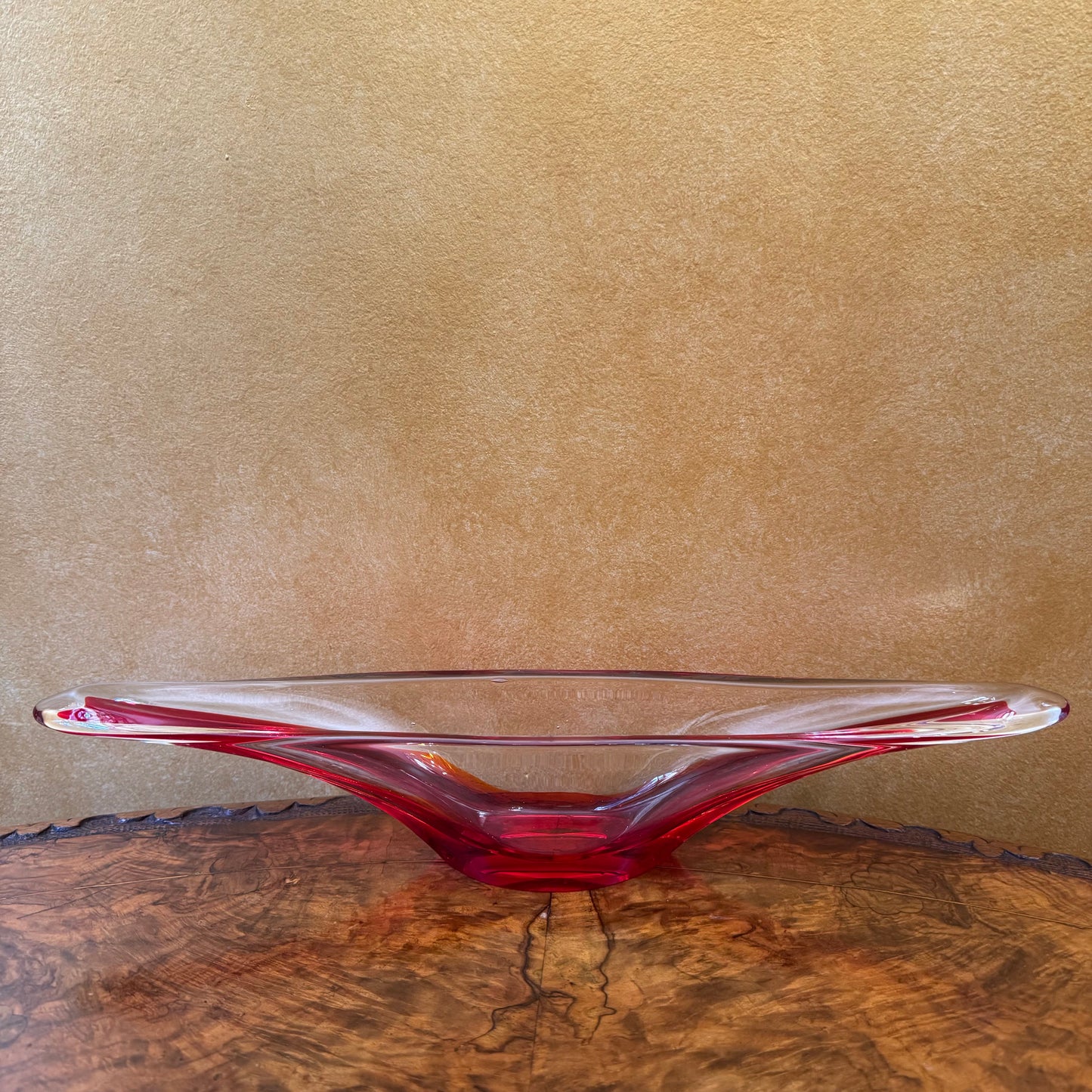 Red White Art Glass Narrow Vase Bowl 