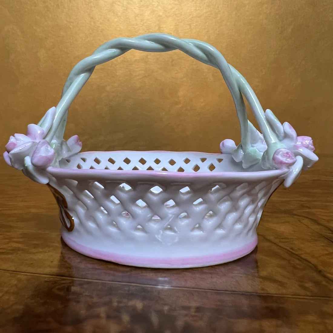 Regal Collection Floral Print Mini Porcelain Basket