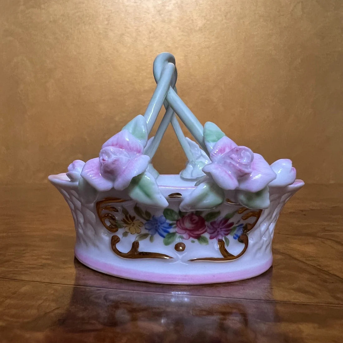 Regal Collection Floral Print Mini Porcelain Basket