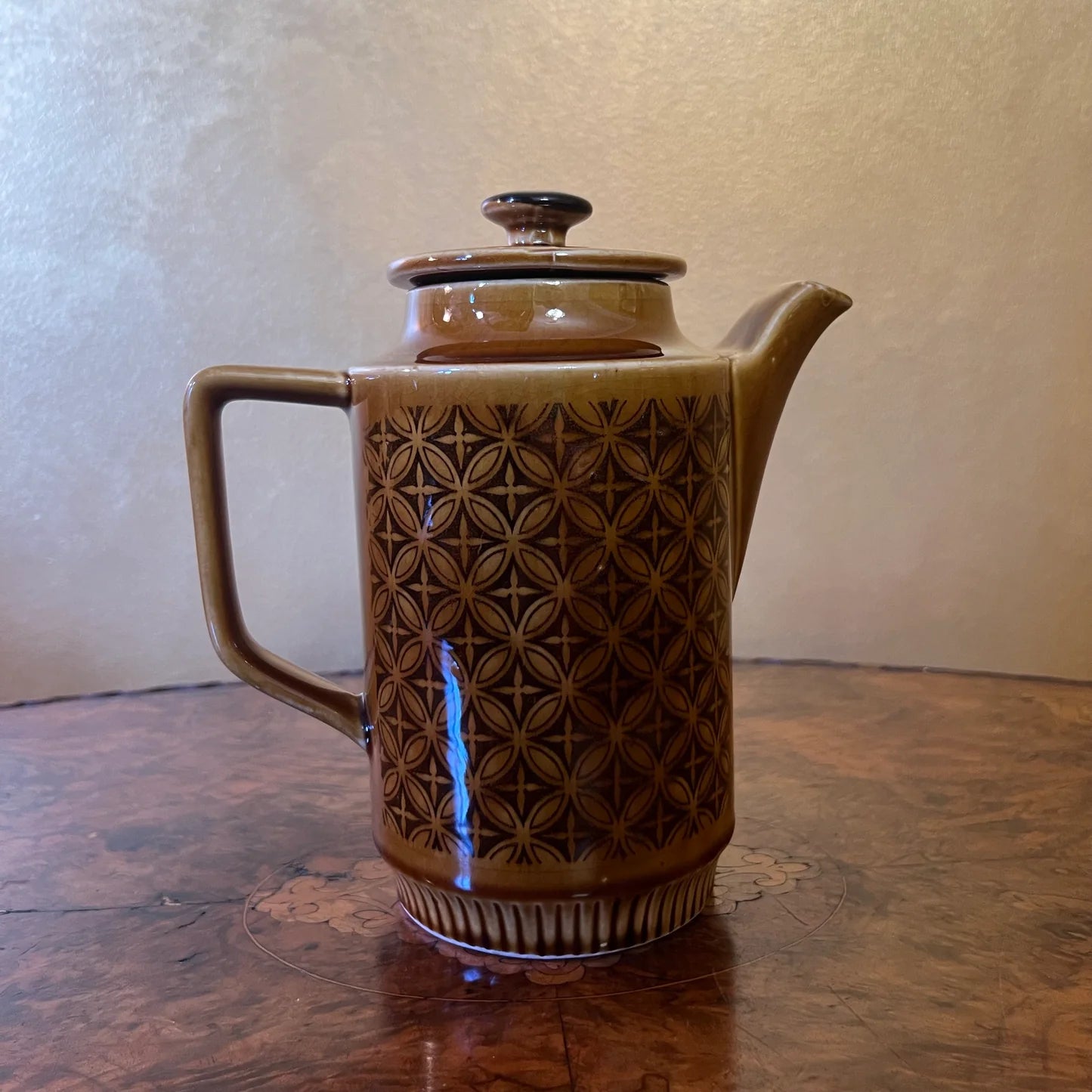Vintage Retro Japanese 1970s Brown Circle Coffee Pot