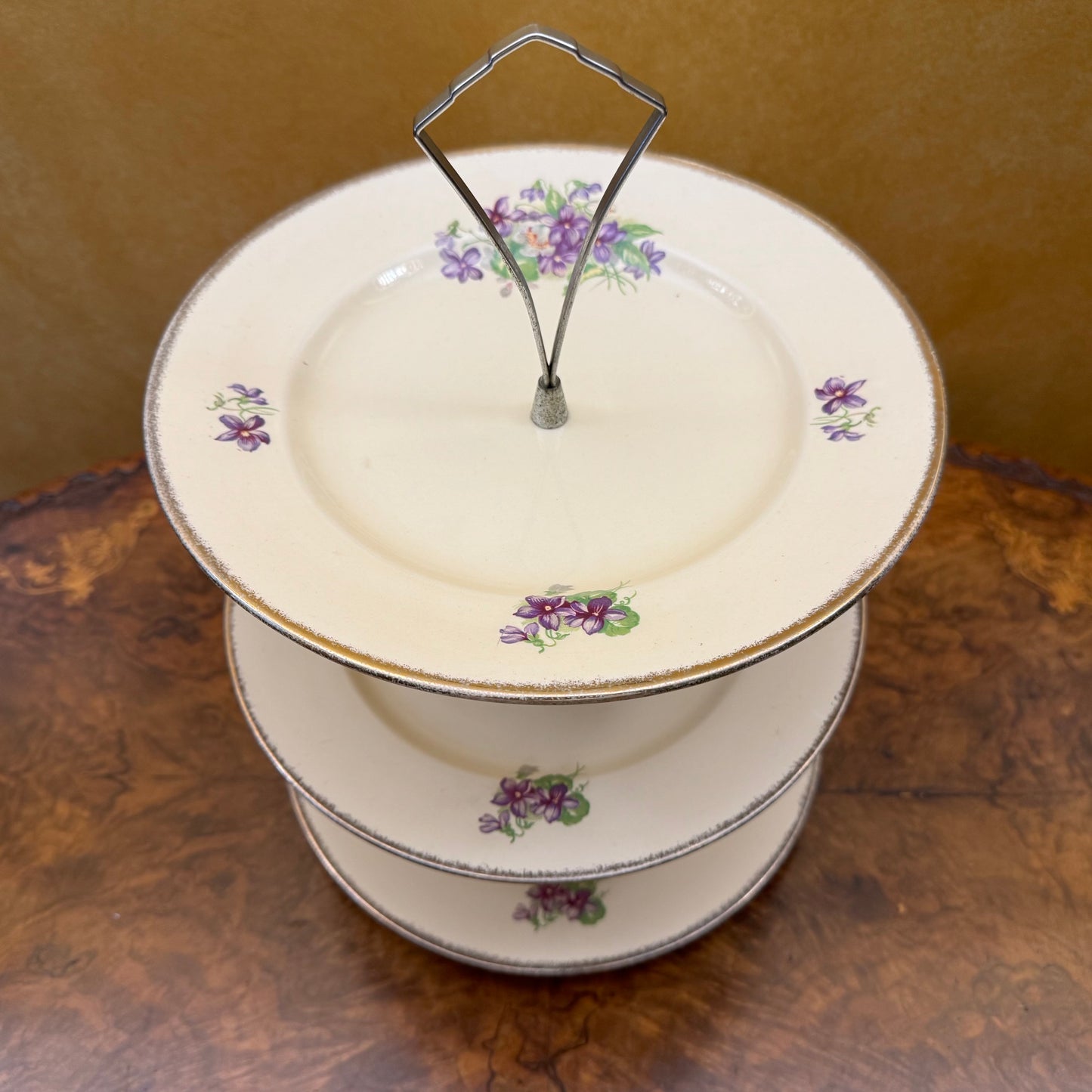 Ridgeways Shelton Violets Print Three Tier Cake Stand 