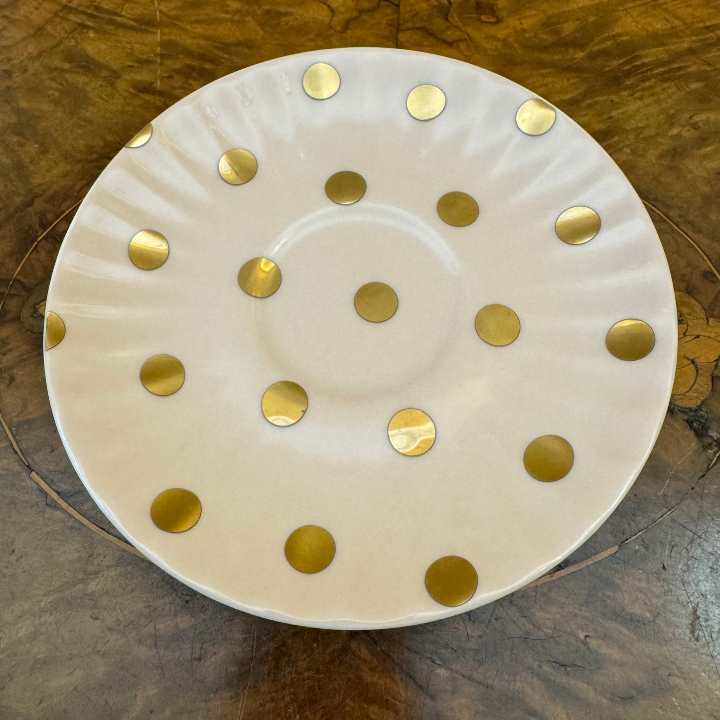 Robert Gordon Pink Gold Poka Dot Saucer