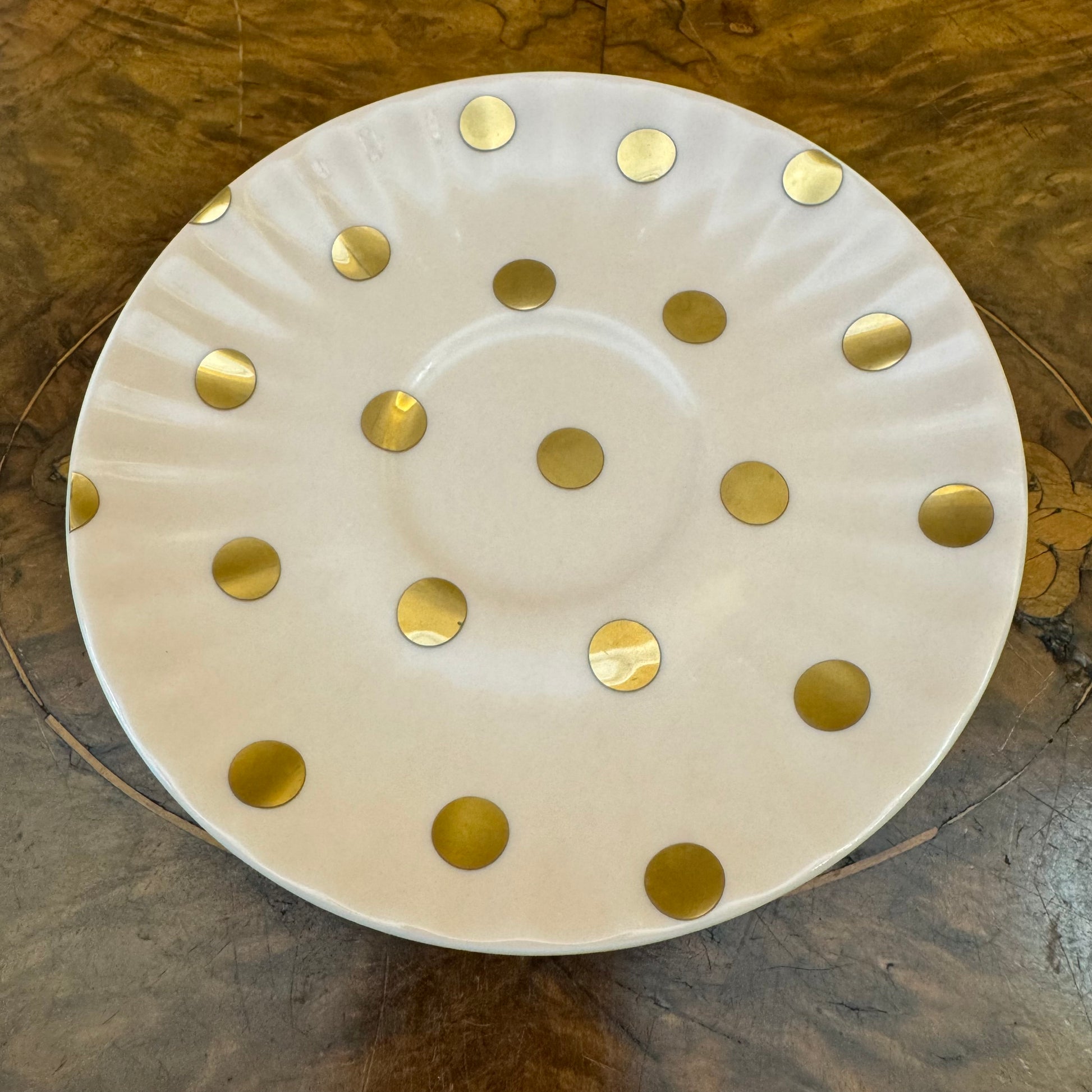 Robert Gordon Pink Gold Poka Dot Saucer