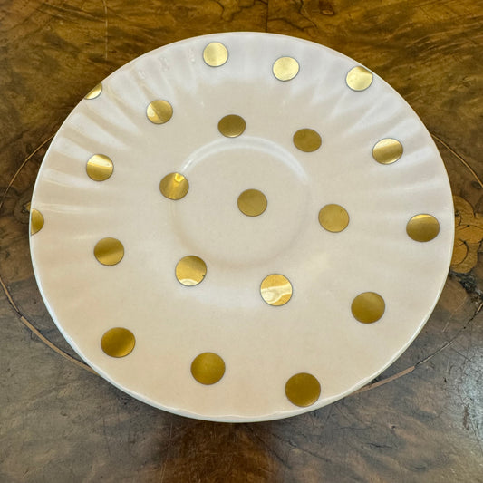 Robert Gordon Pink Gold Poka Dot Saucer