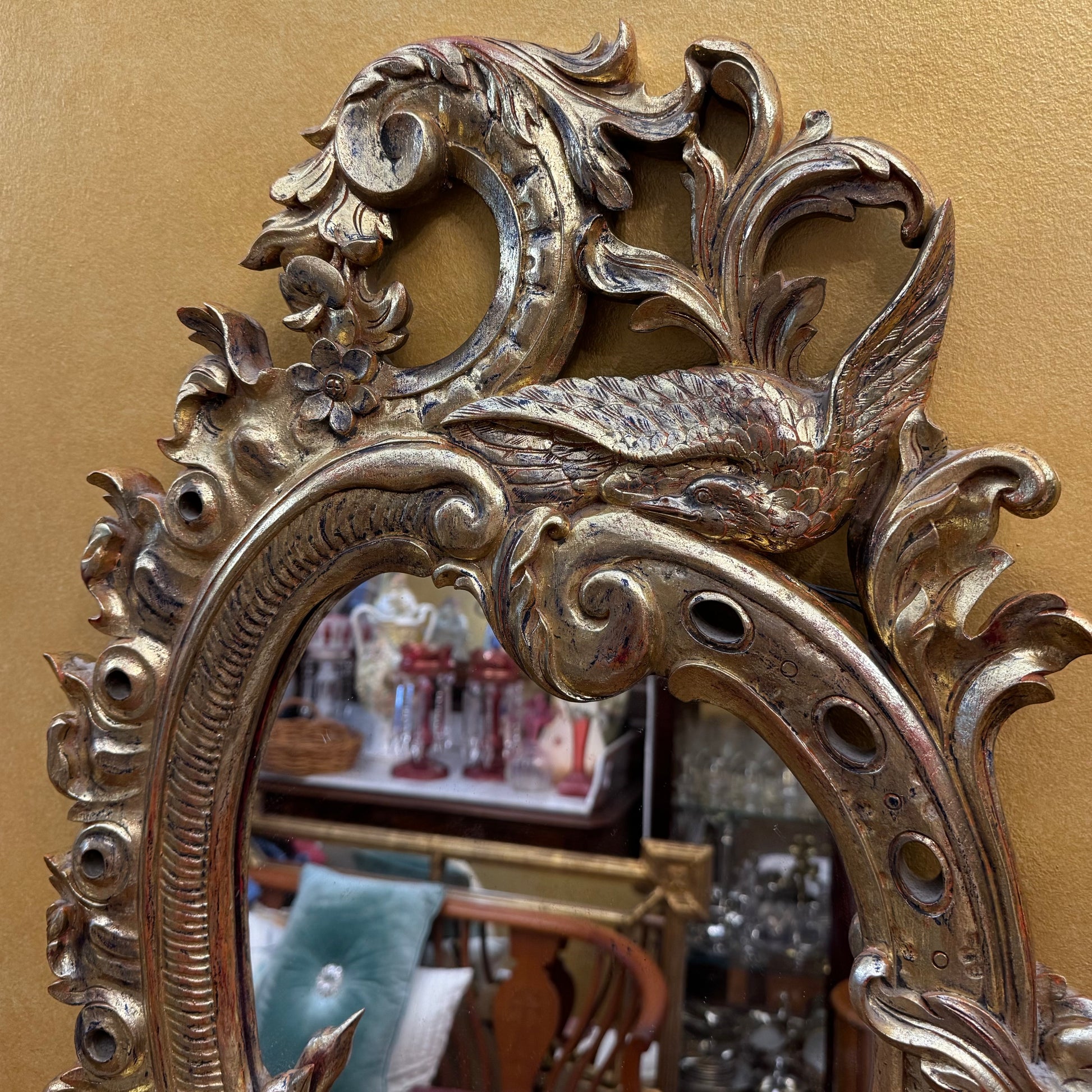 Rococo Style Gold Gilt Wood Frame Mirror 