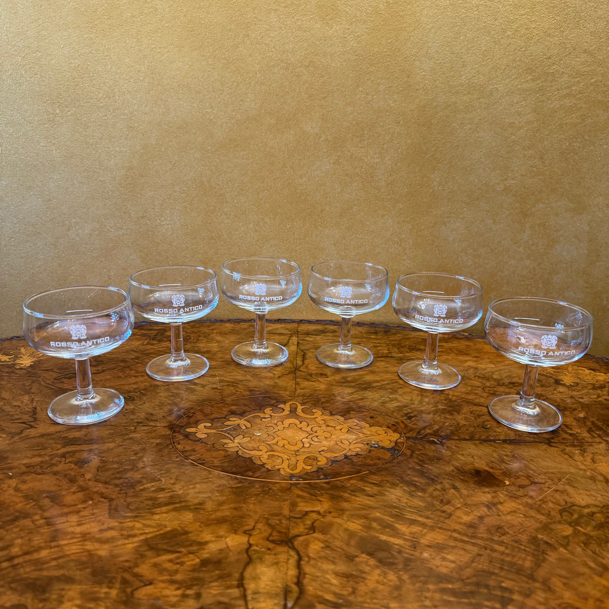 Rosso Antico Glass Champagne Coupe Glasses Set Of Six 
