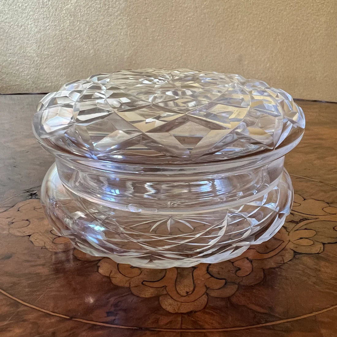 Vintage Round Crystal Trinket Box