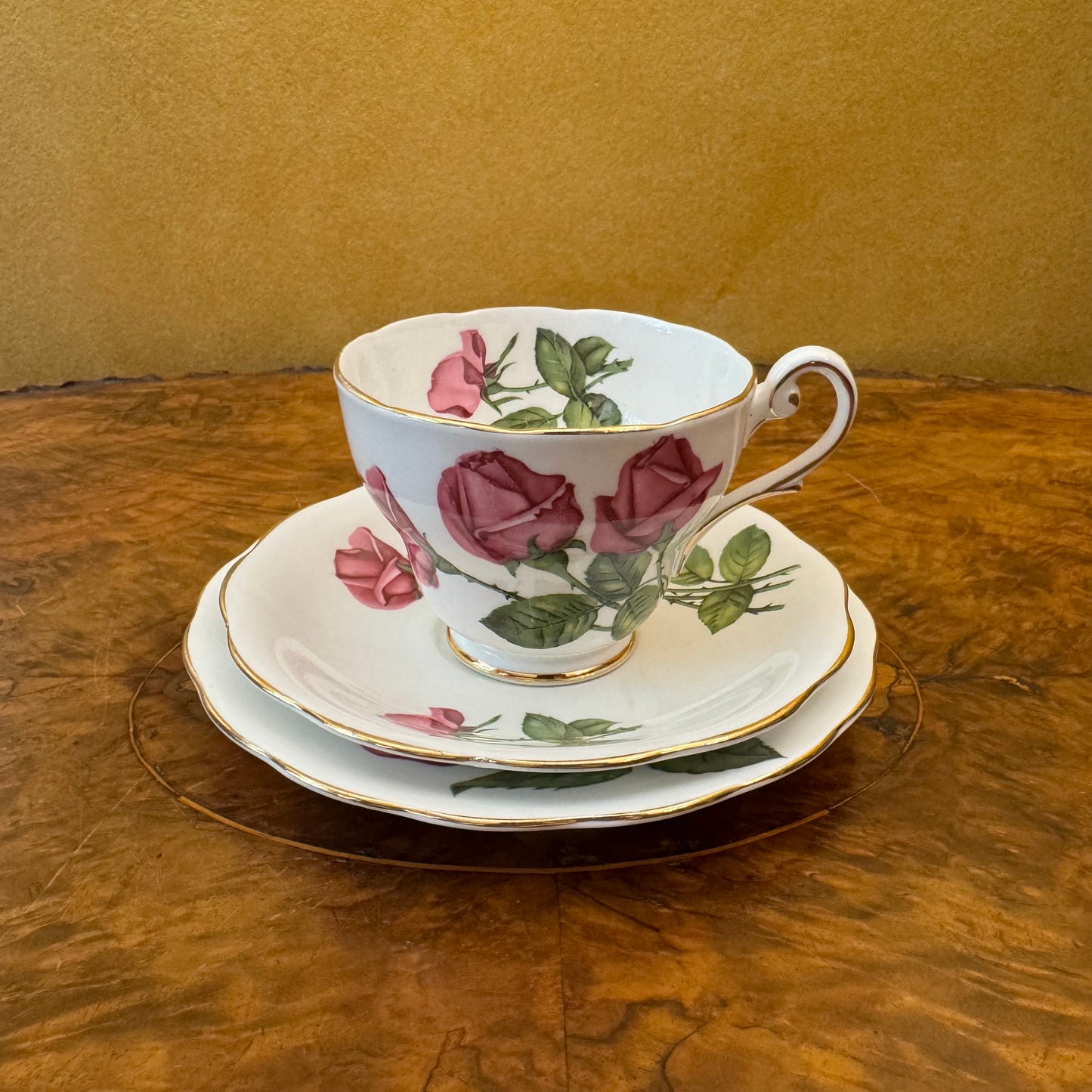 Royal Standard Three Red Roses Tea Cup Trio Set