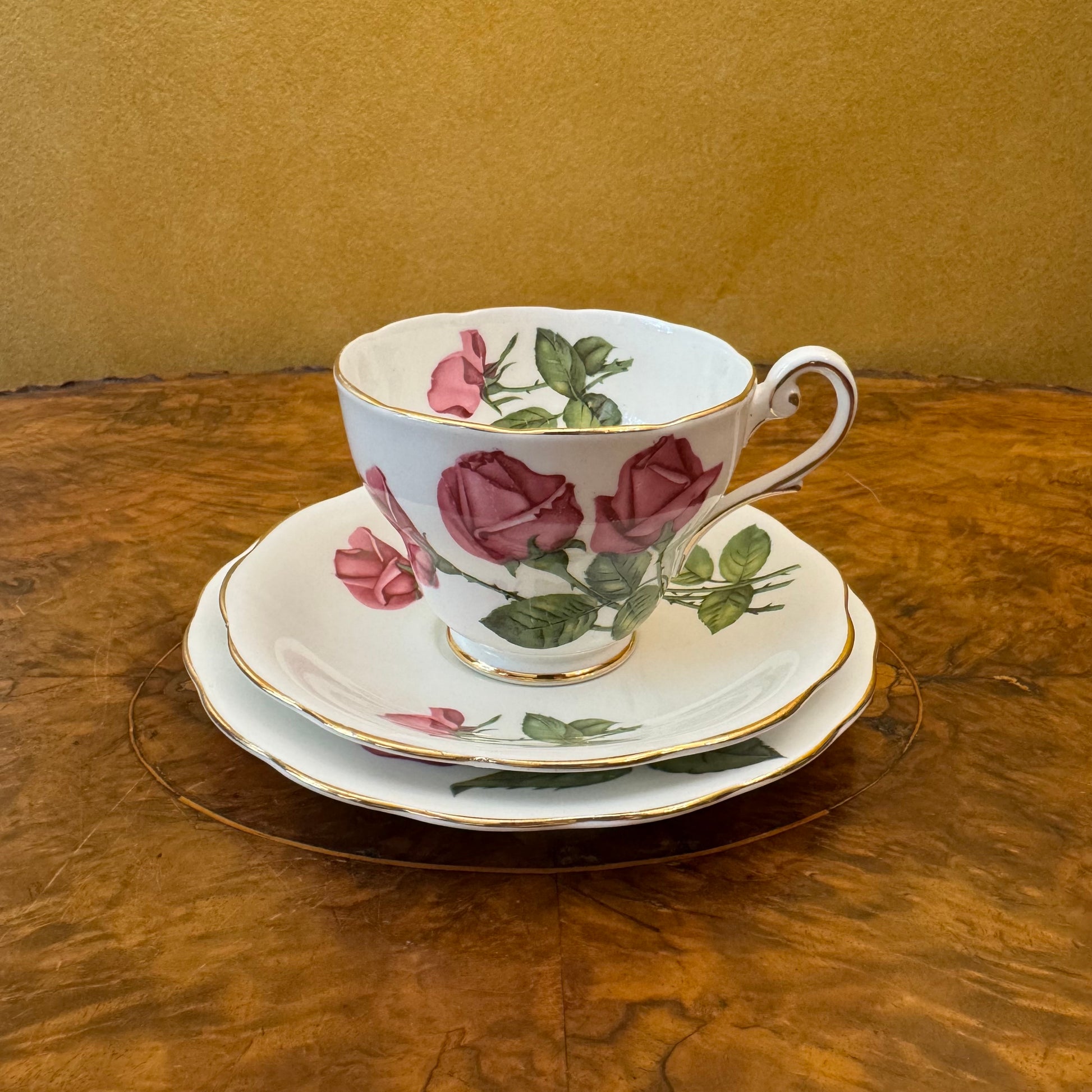 Royal Standard Three Red Roses Tea Cup Trio Set