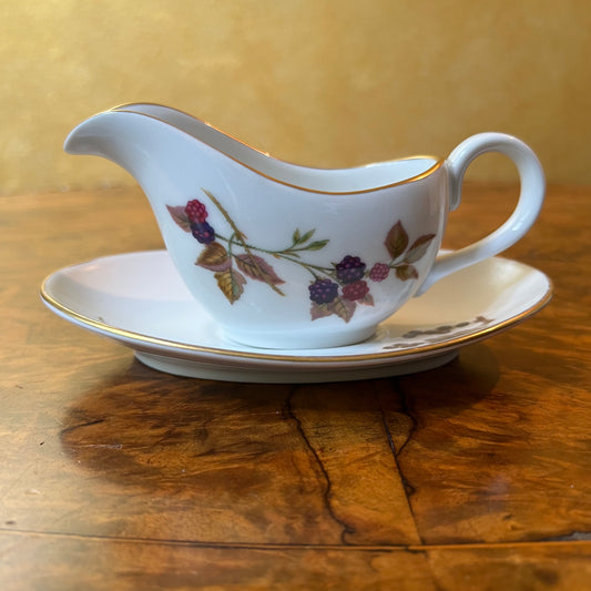 Royal Worcester Evesham Fruits Gravy Jug & Saucer 