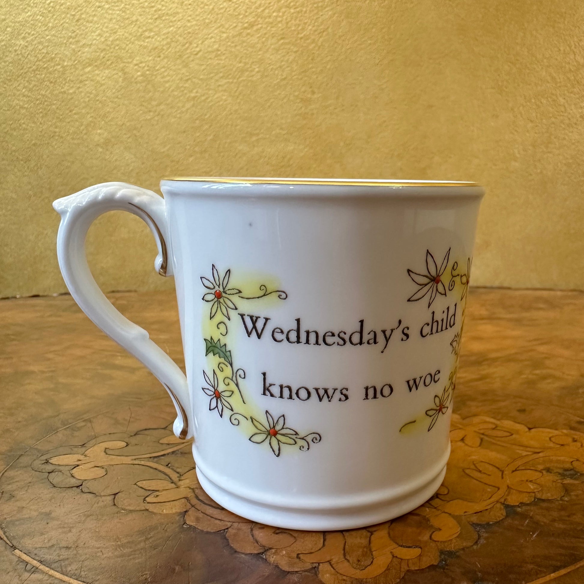 Royal Worcester " Wednesday's Child Know No Woe" Mug 