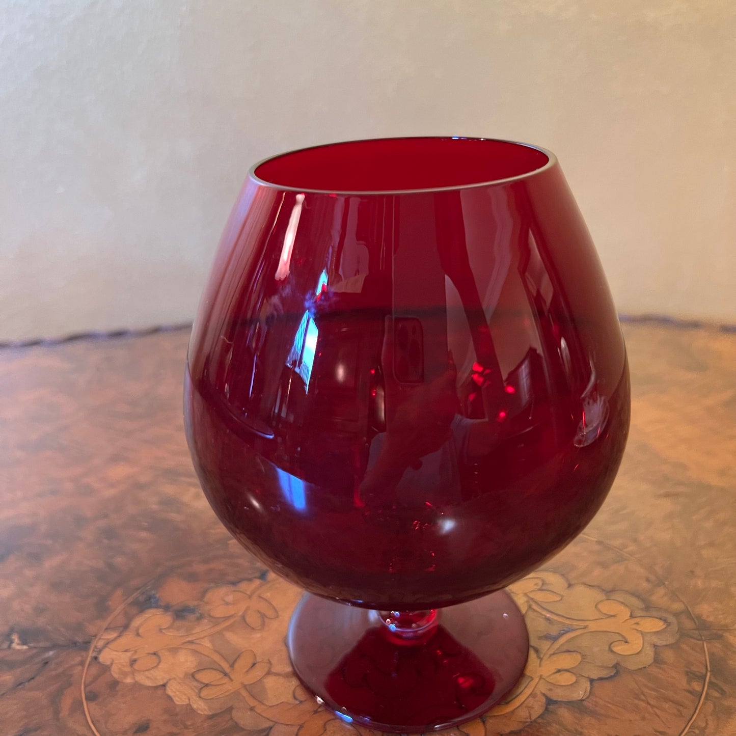 Ruby Glass Balloon Brandy Glass