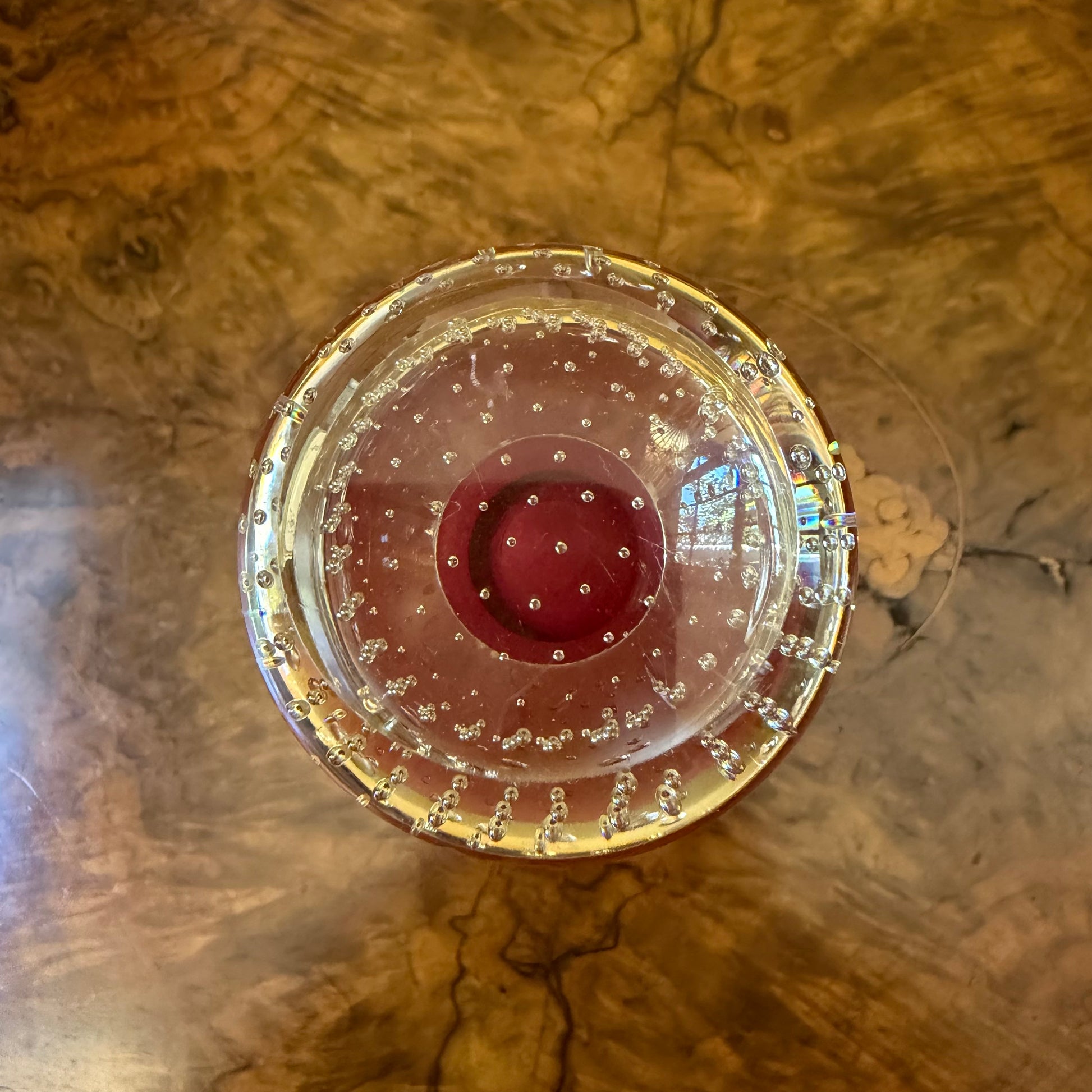 Ruby Glass Bubble Vase Vintage 