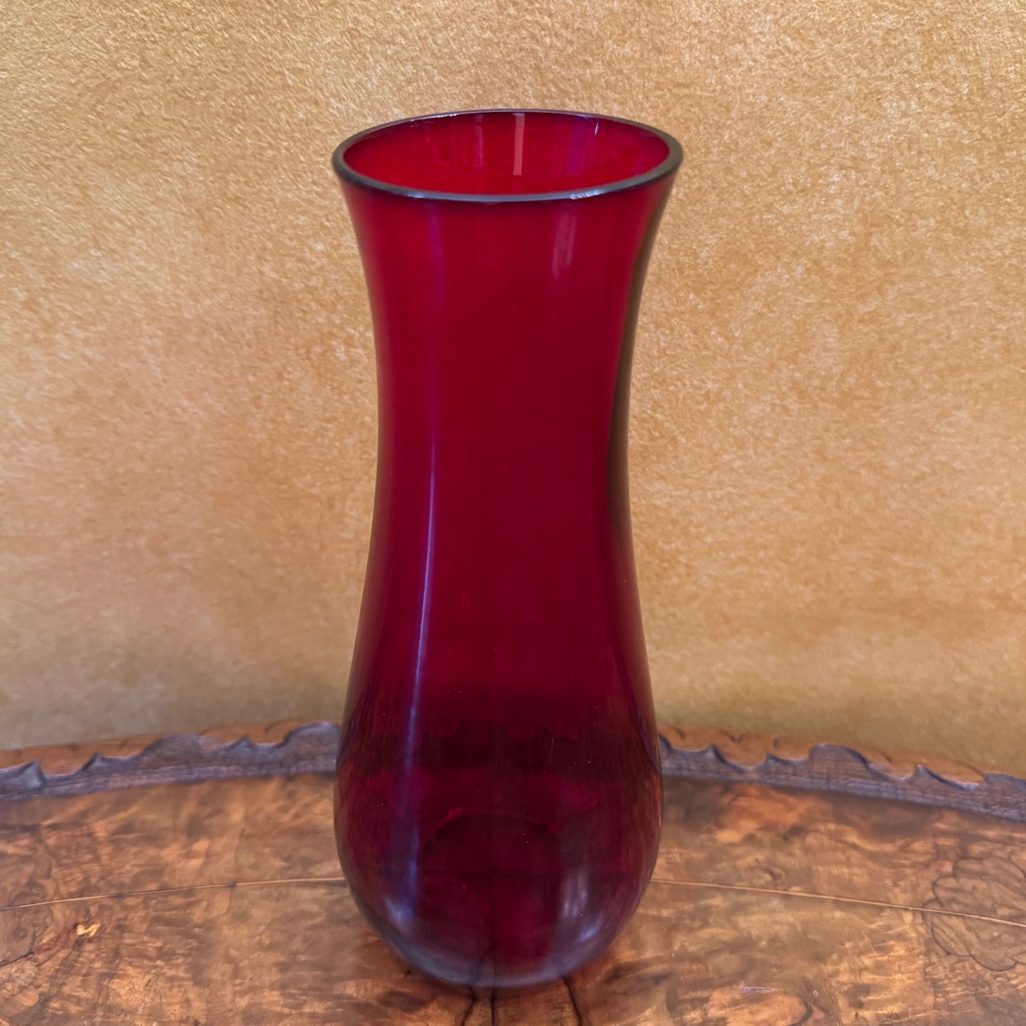 Ruby Glass Hour Glass Vase 