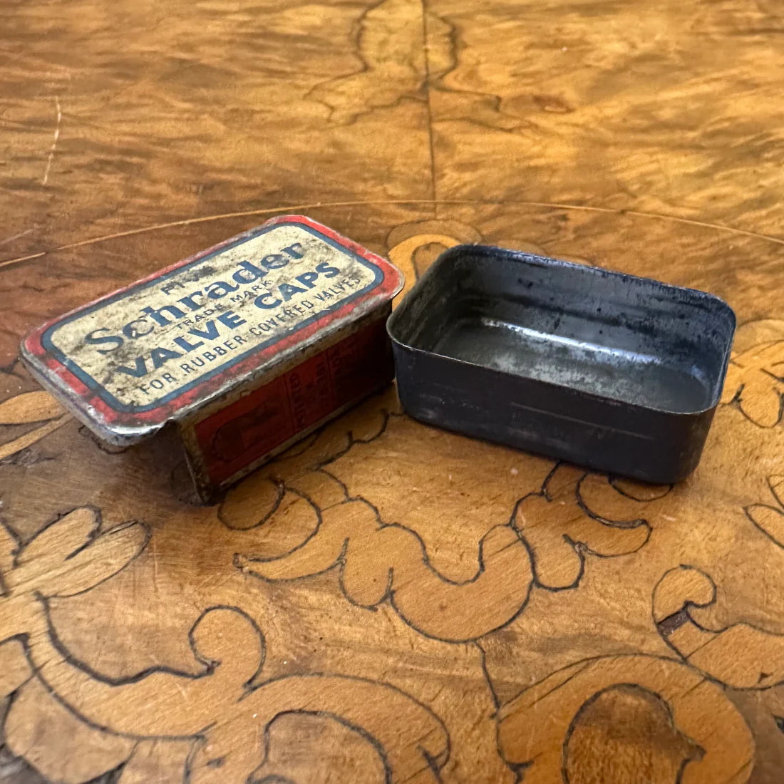 Vintage Schrader Valve Caps Tin Only