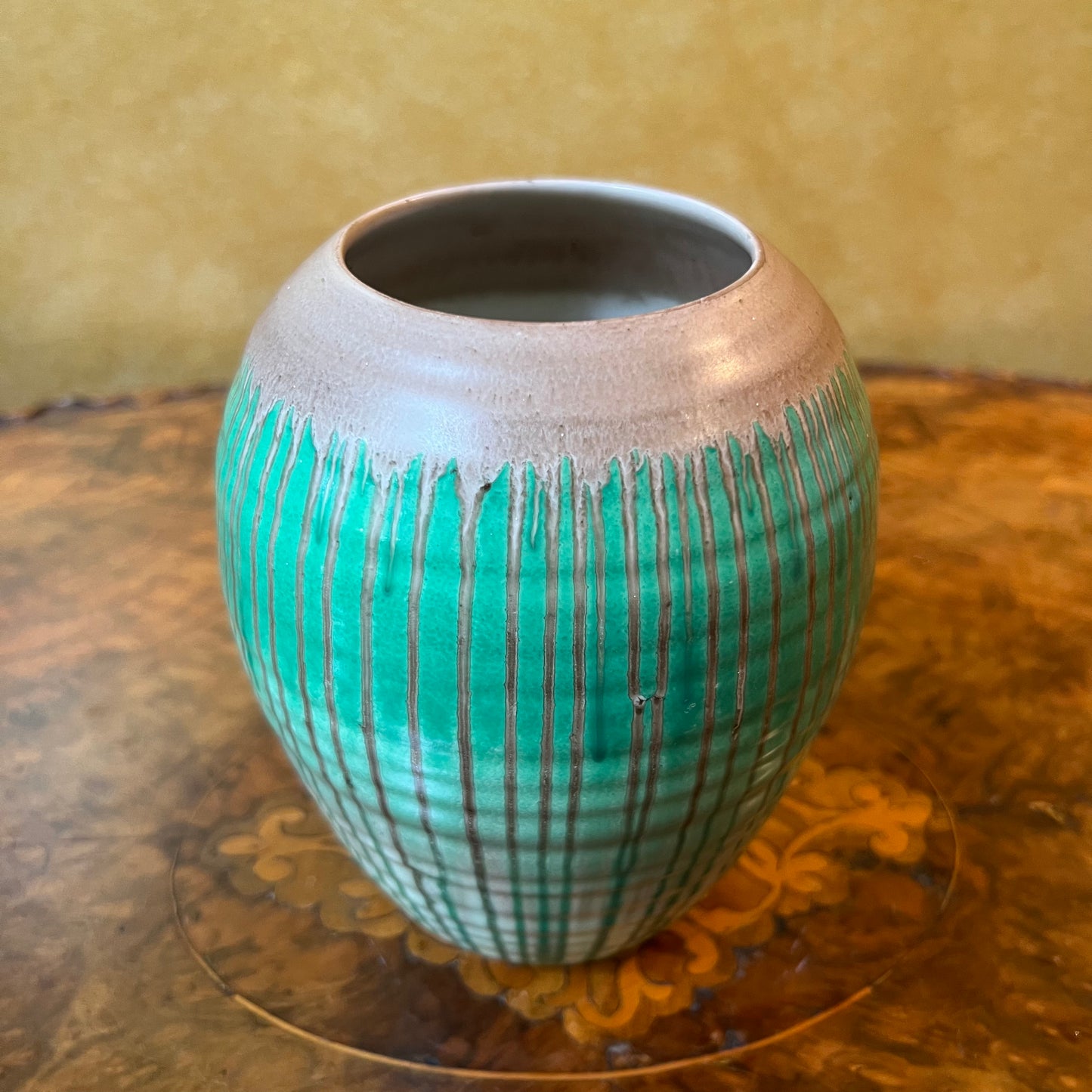 Shelley Green Brown Ceramic Vase