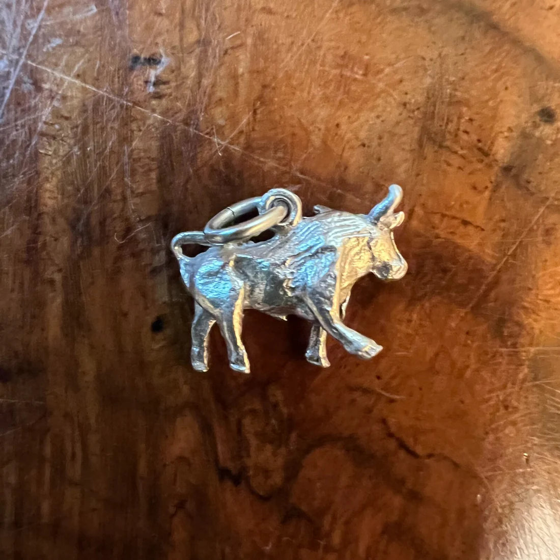 Vintage Silver Bull Pendant Charm