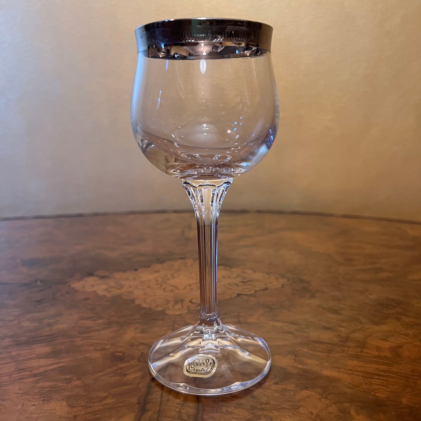 Silver Florence Bohemia Crystal Wine Glasses