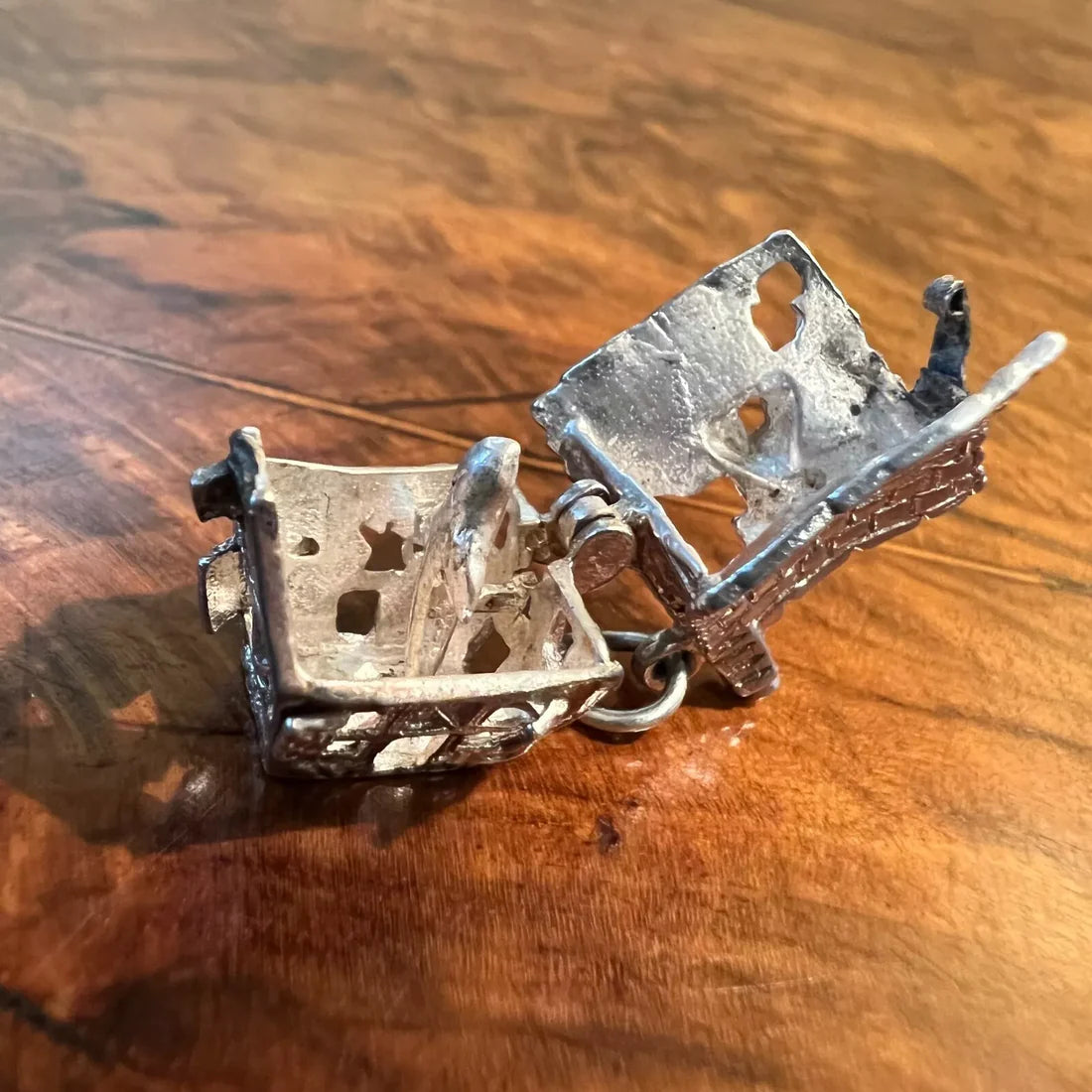Silver Haunted House With Ghost Pendant Charm