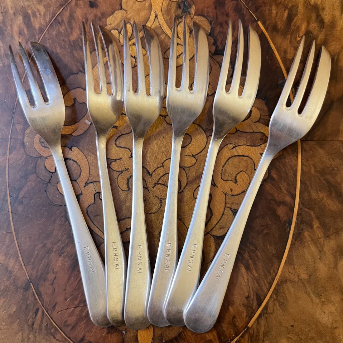 Vintage Silver Plated Dessert Forks Set of Six