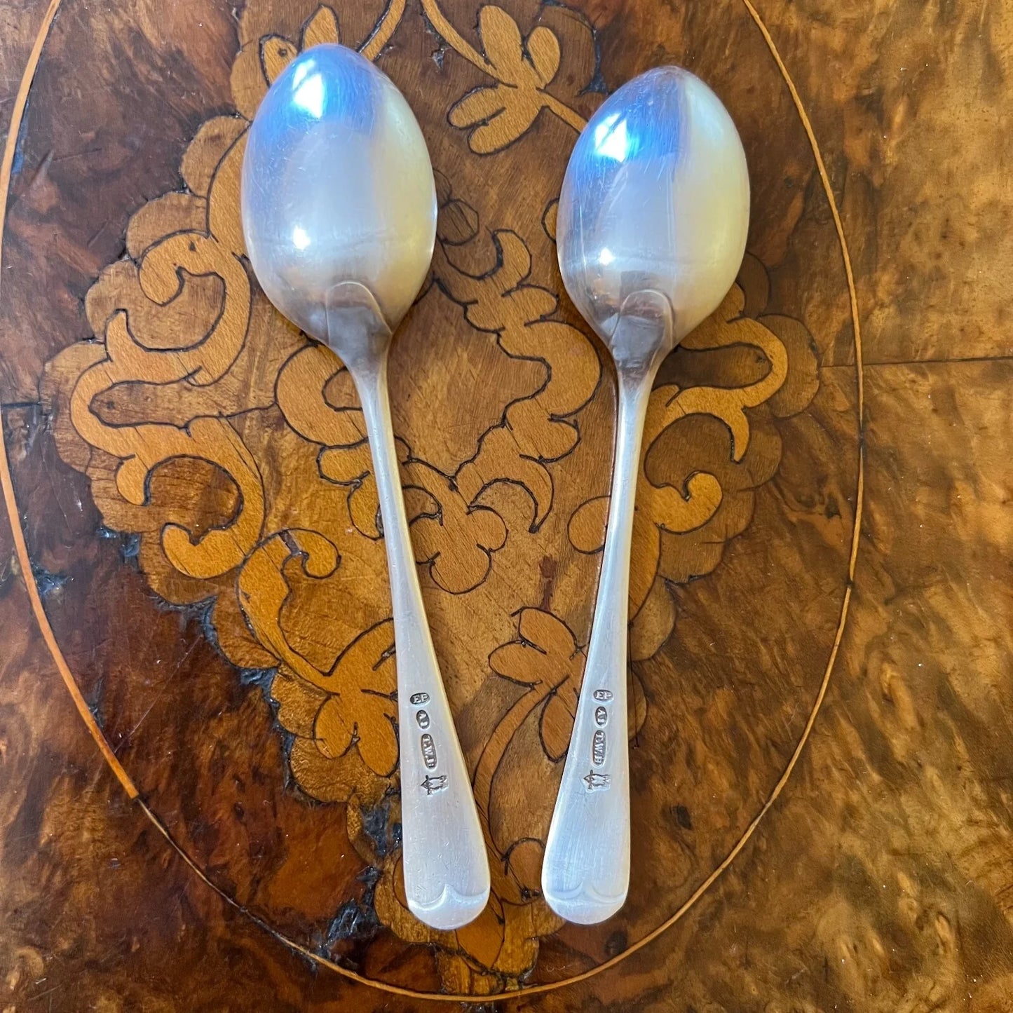 Vintage Silver Plated Pair Of Tea Spoons