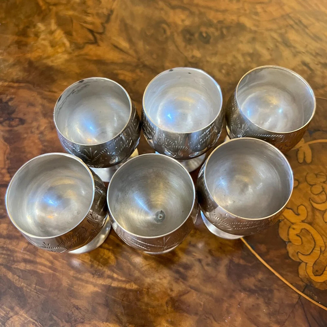 Vintage Silver Plated Port Glasses with Tray
