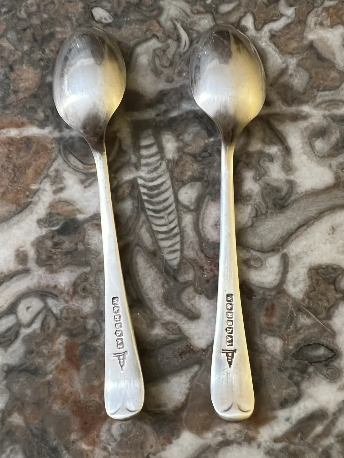 Antique Walker & Hall Sheffield Silver Plated Small Spoons Pair