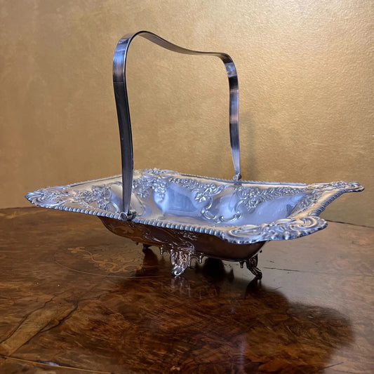 Vintage Silver Plated Tray Bowl With Handle