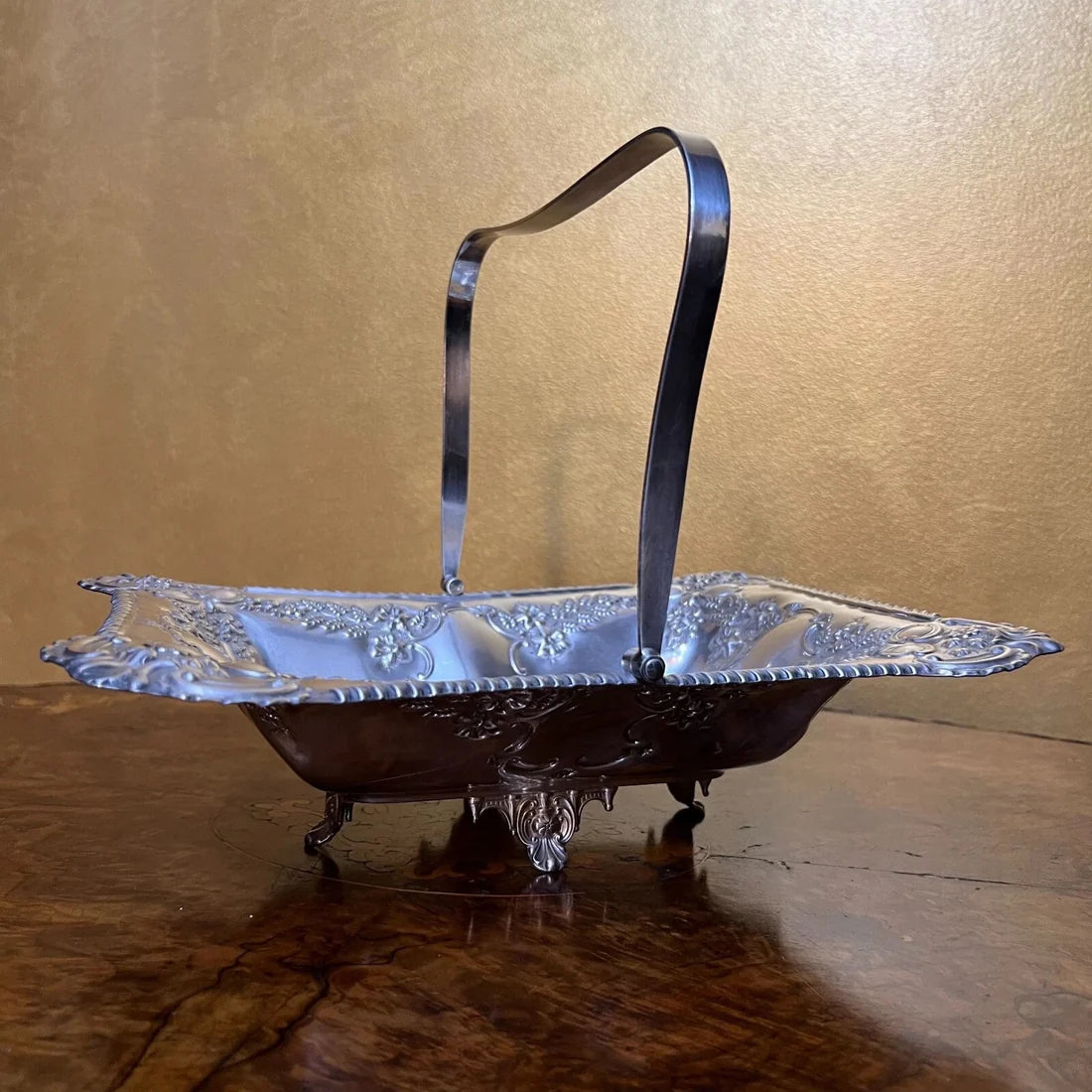 Vintage Silver Plated Tray Bowl With Handle