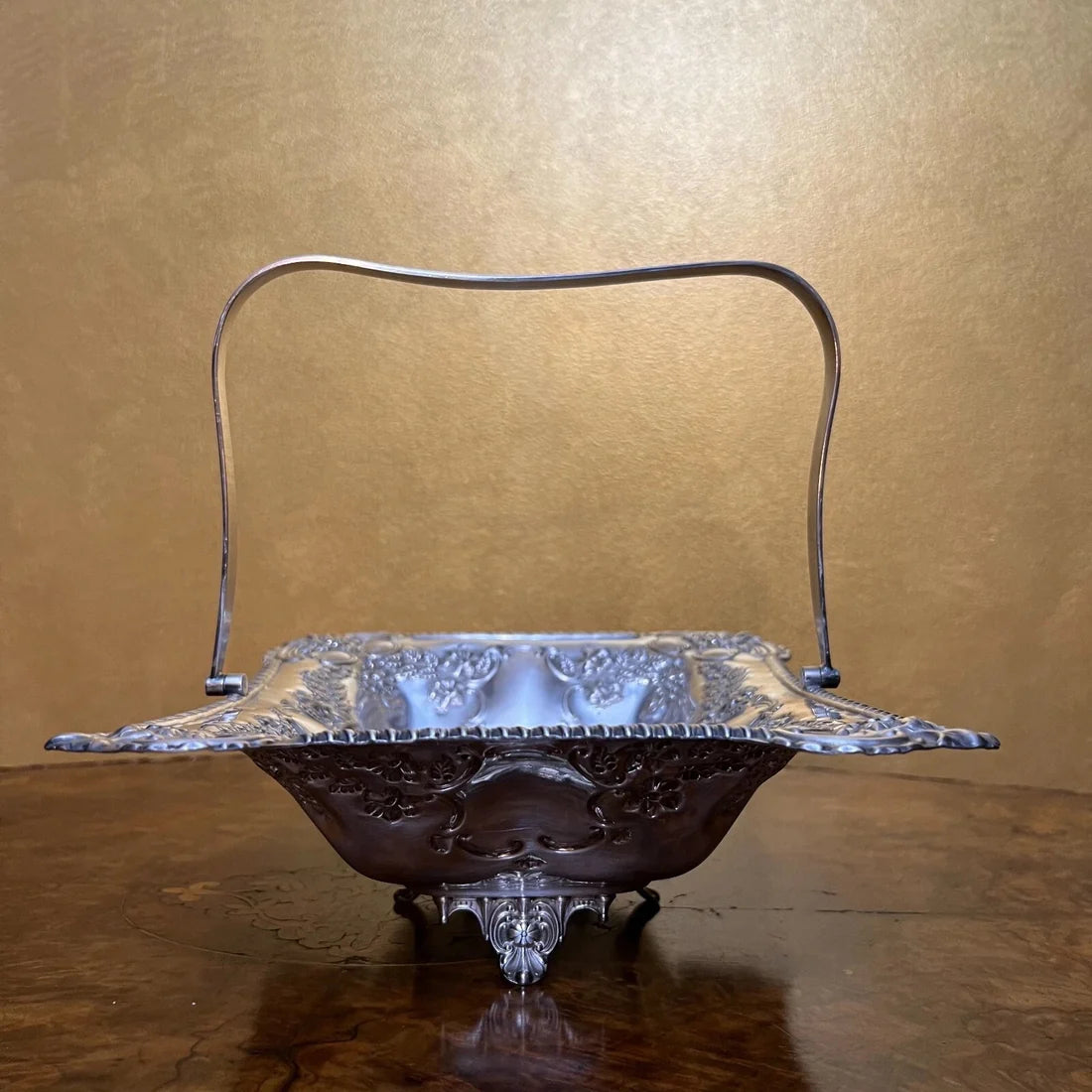 Vintage Silver Plated Tray Bowl With Handle