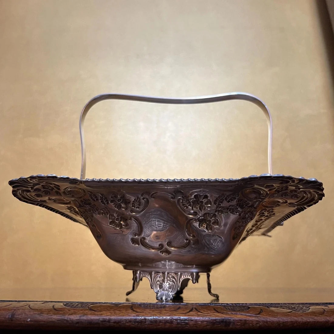 Vintage Silver Plated Tray Bowl With Handle