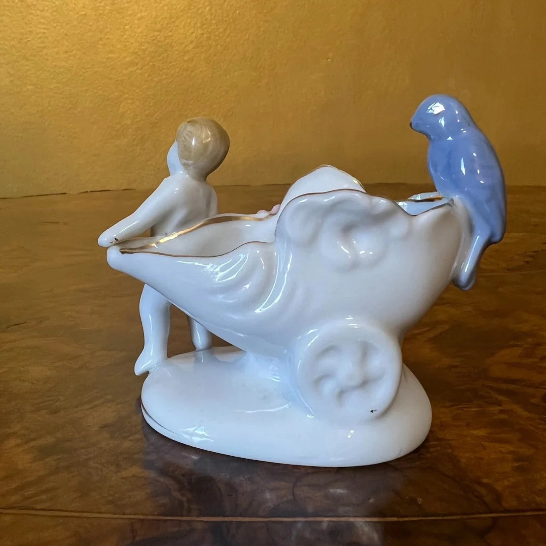 Vintage Small Boy & Flower Barrel Ornament