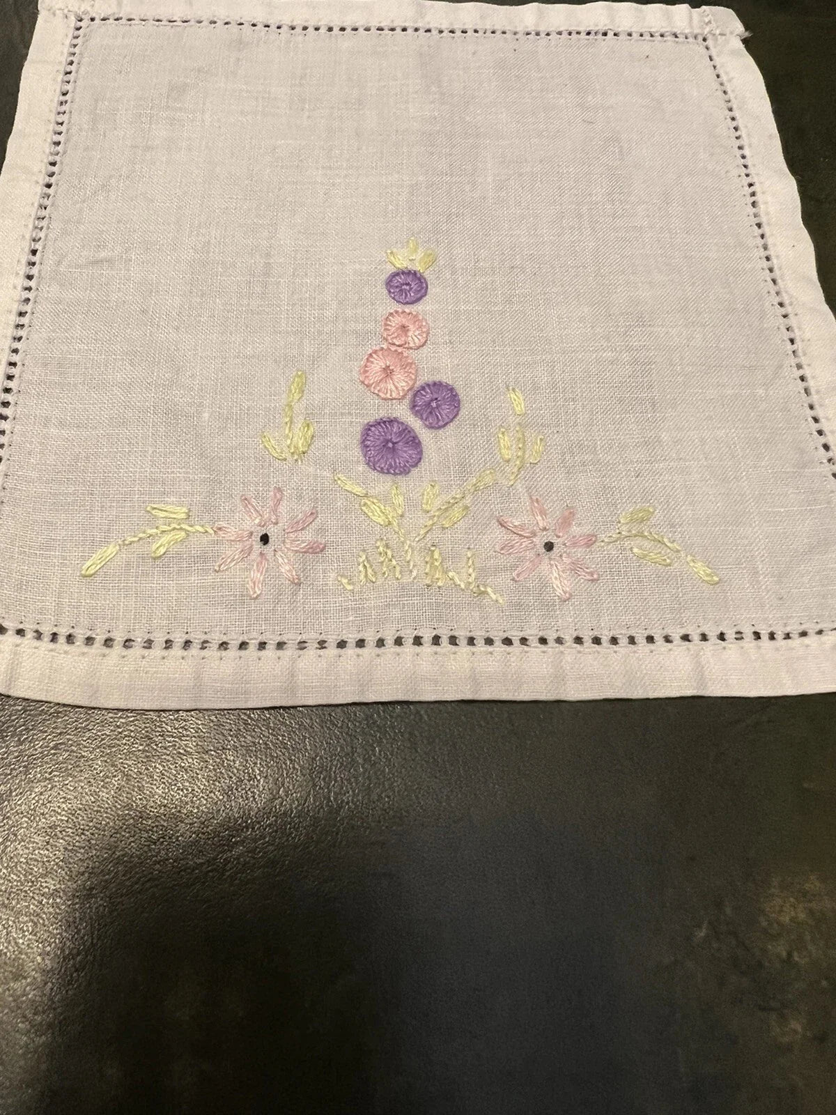 Vintage Small Embroidery Square Doily