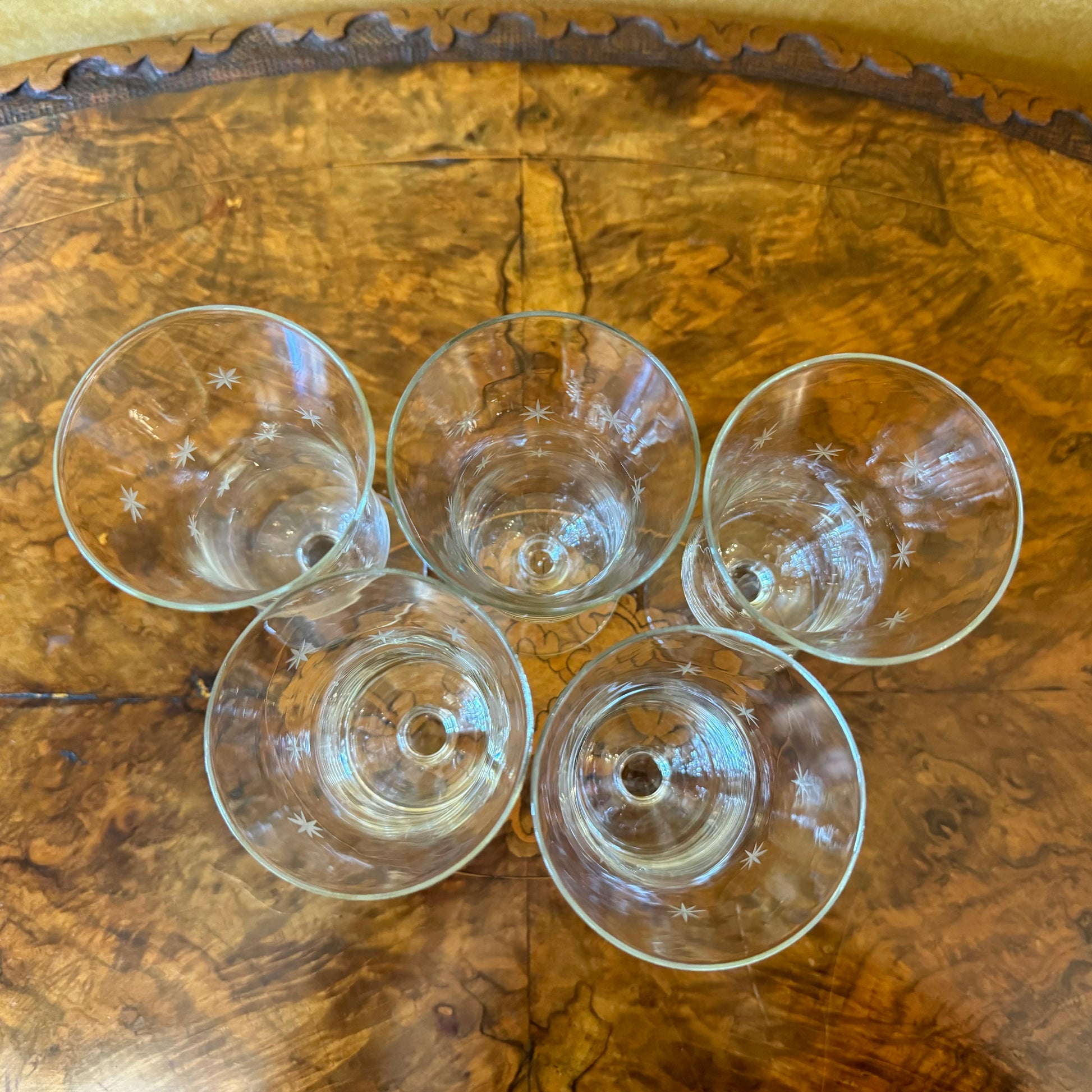 Star Etched Fluted Glasses Set Of Five 