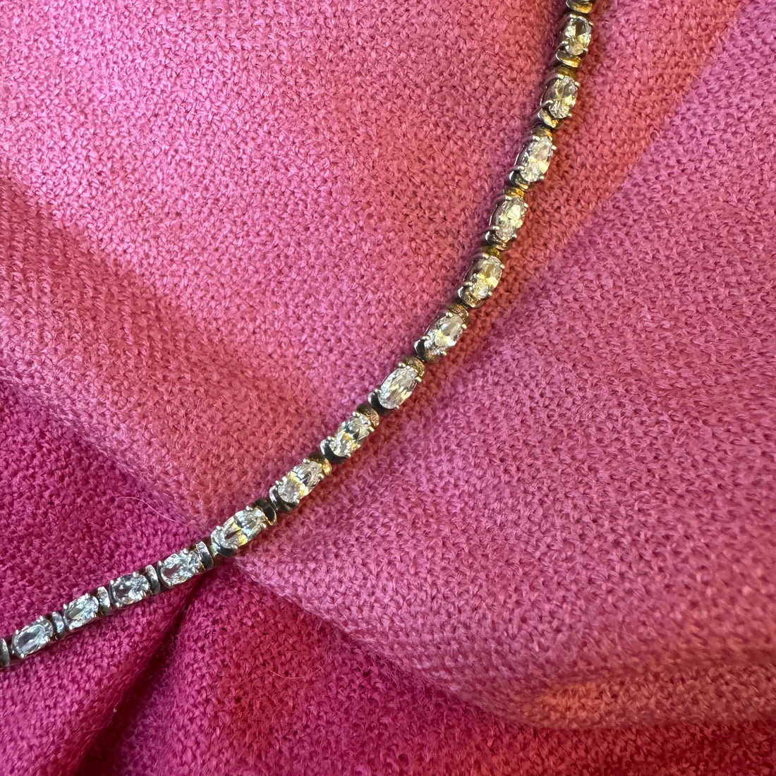 Vintage Sterling Silver Clear Stones Bracelet