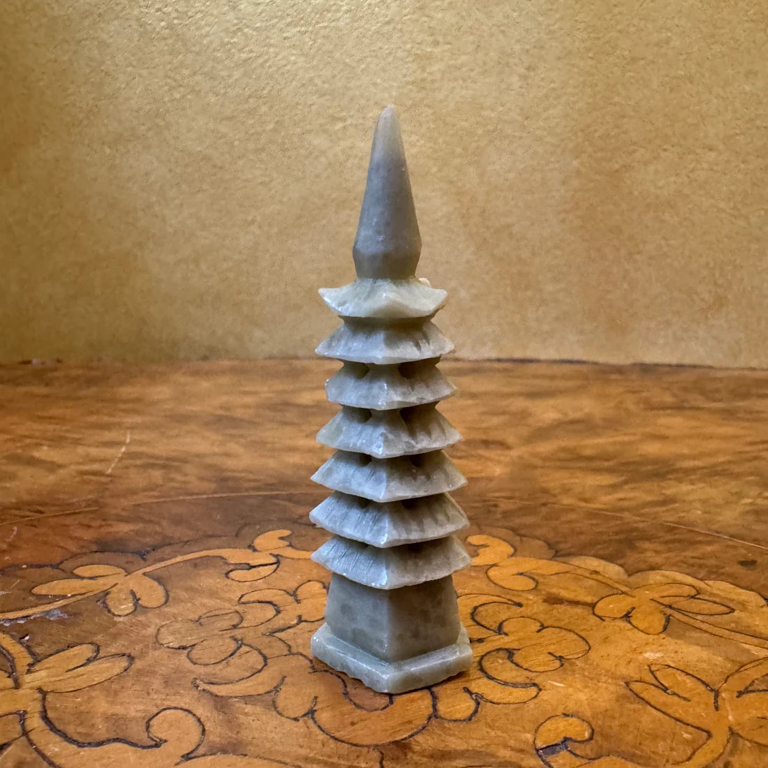 Vintage Stone Carved Miniature Pagoda Tower