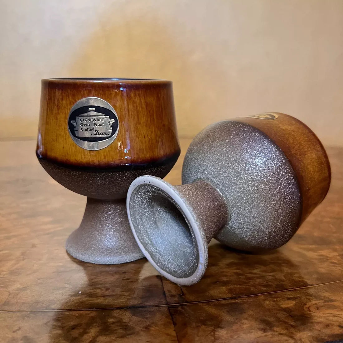 Vintage Dana Safari Pottery Decanter & Two Cups