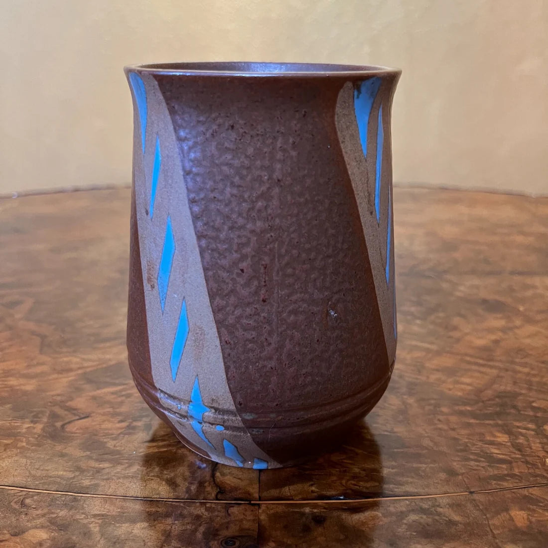 Blue Stripe Brown Ceramic Mug