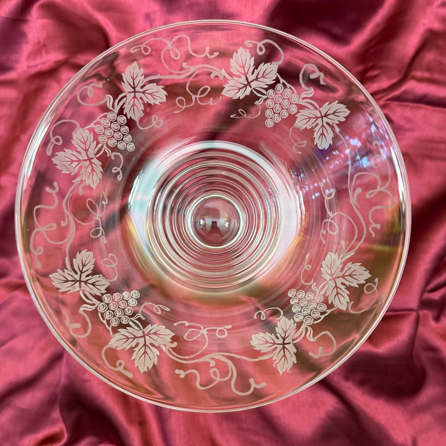 Stuart Crystal Etched Grapes & Leaves Footed Desserts