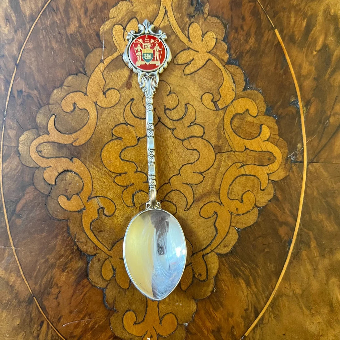 Stuart Silver Plated Crest Of Arms Tea Spoon