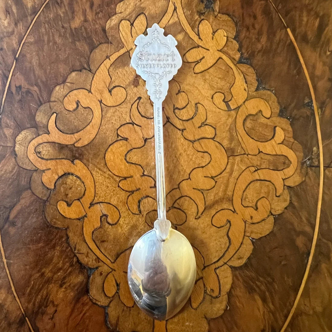 Stuart Silver Plated Crest Of Arms Tea Spoon