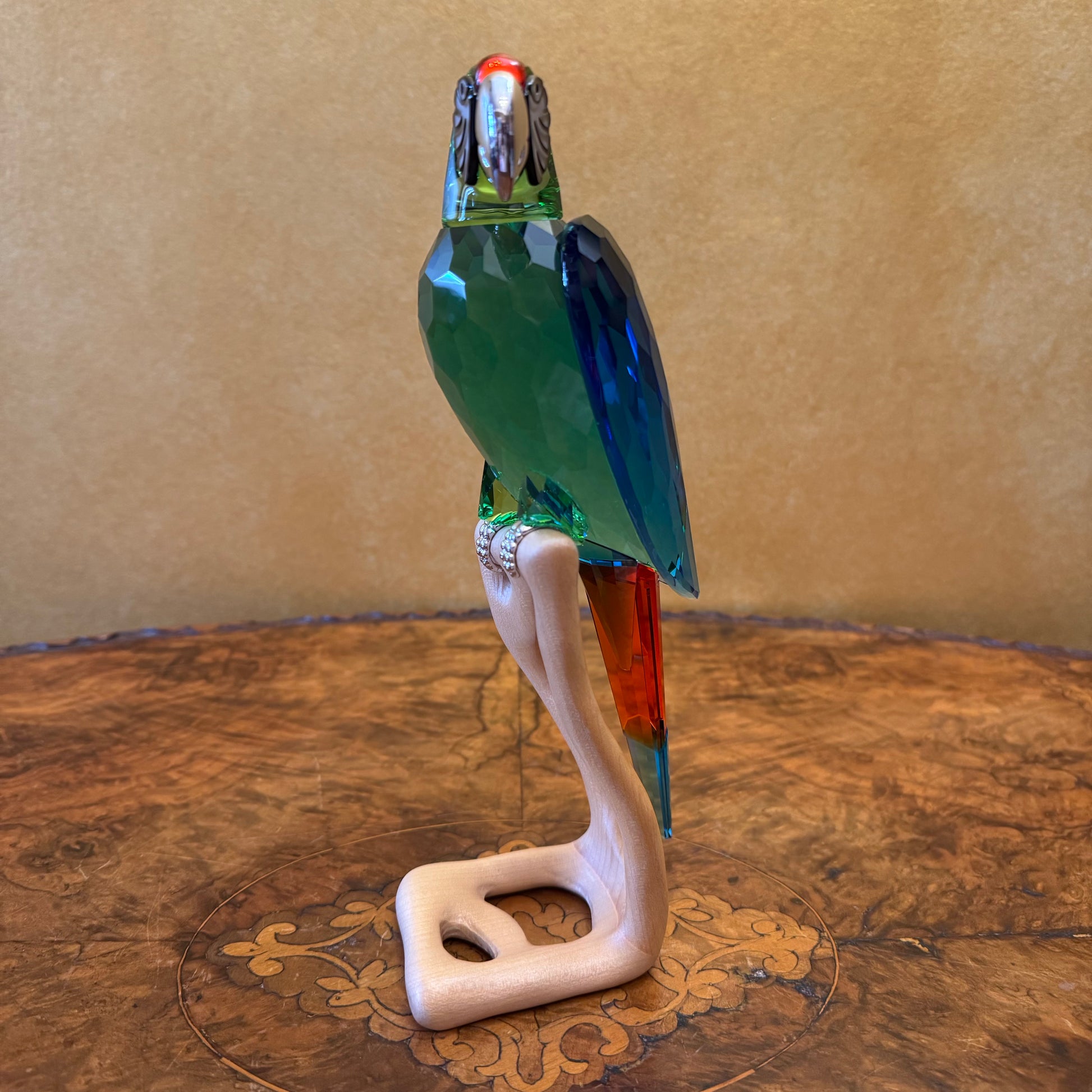 Swarovski Crystal Macaw Paradise Birds Wooden Base Figurine Statue 