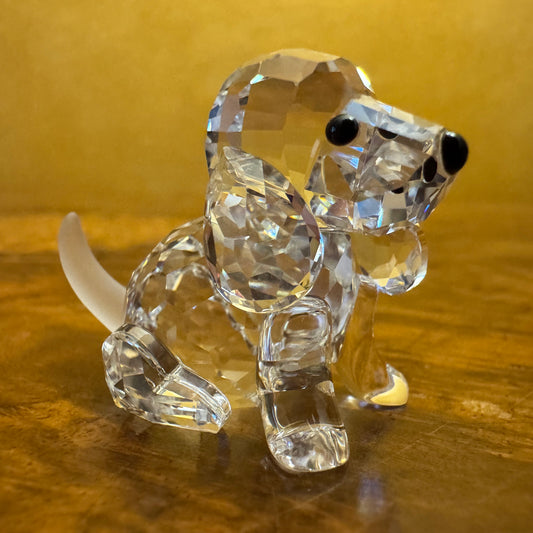 Swarovski Crystal Miniature Beagle Puppy Sitting Figurine 