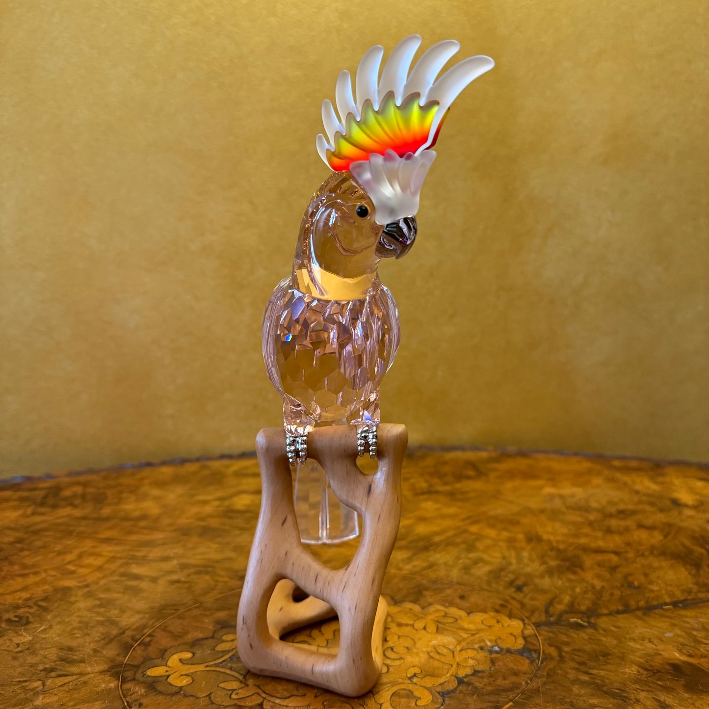 Swarovski Crystal Pink Cockatoo Paradise Birds Wooden 