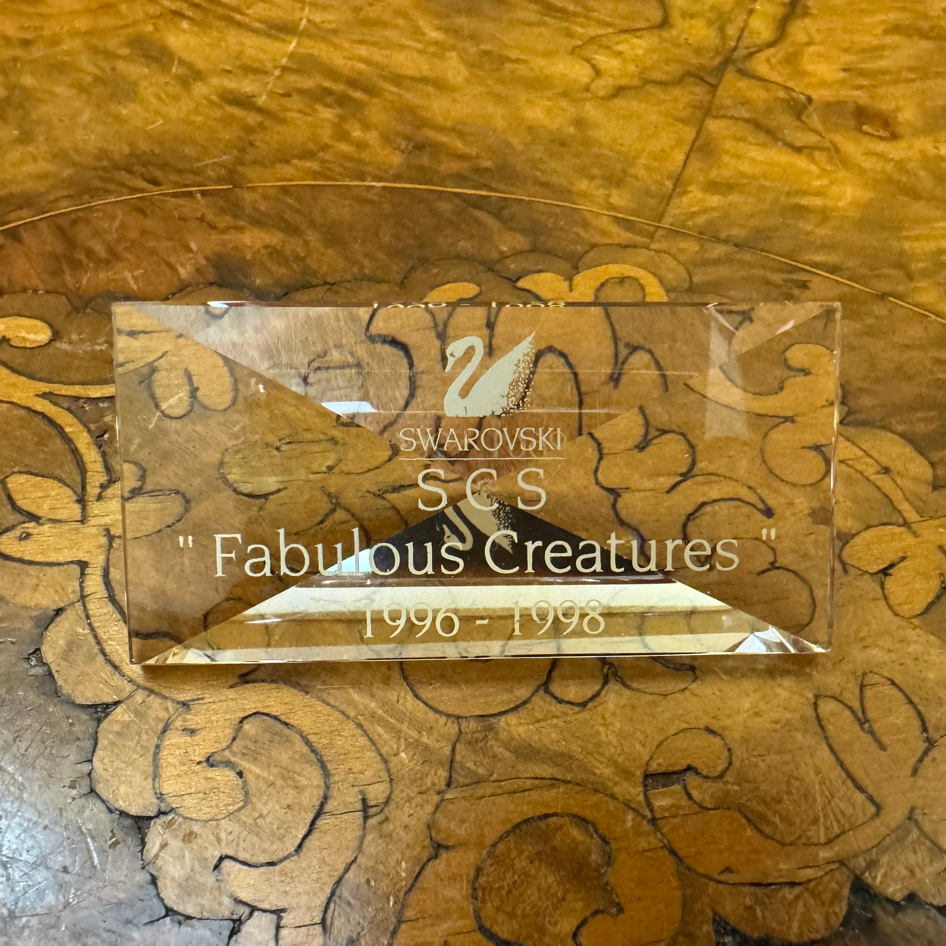 Swarovski Crystals SCS Fabulous Creatures Title Plaque 1996-1998